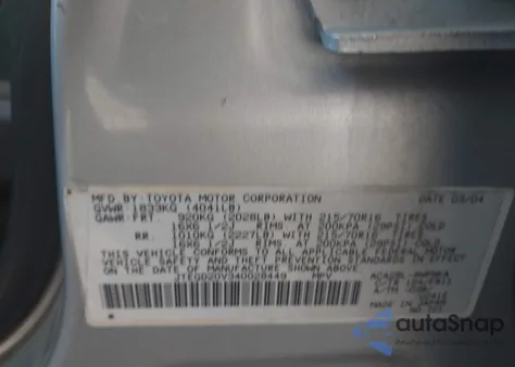 2004 Toyota Rav4 from USA, damaged, VIN JTEGD20V340028449